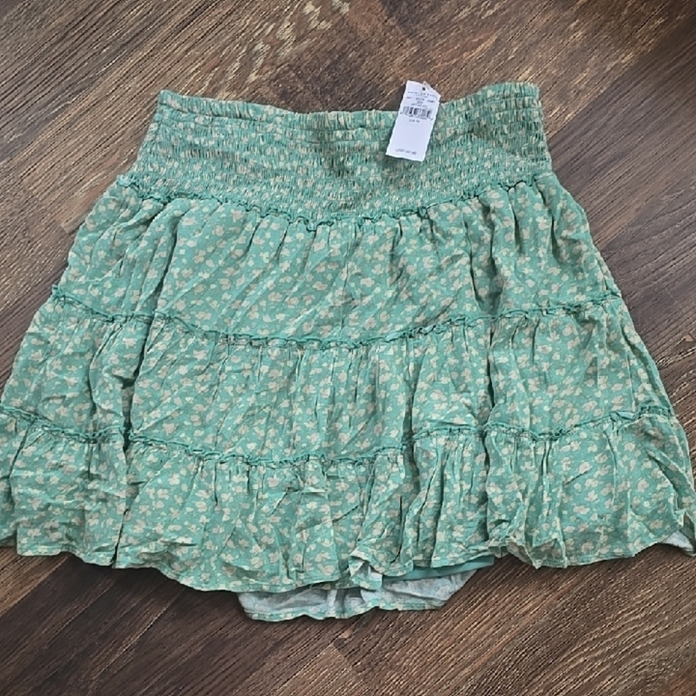 American Eagle Outfitters Green Floral Mini Skirt